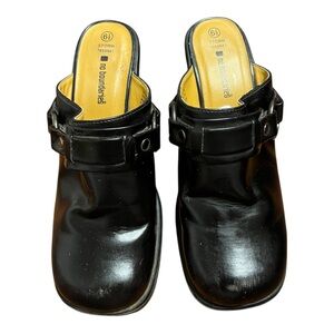 Vintage No Boundaries Black Mules with Buckle Detail